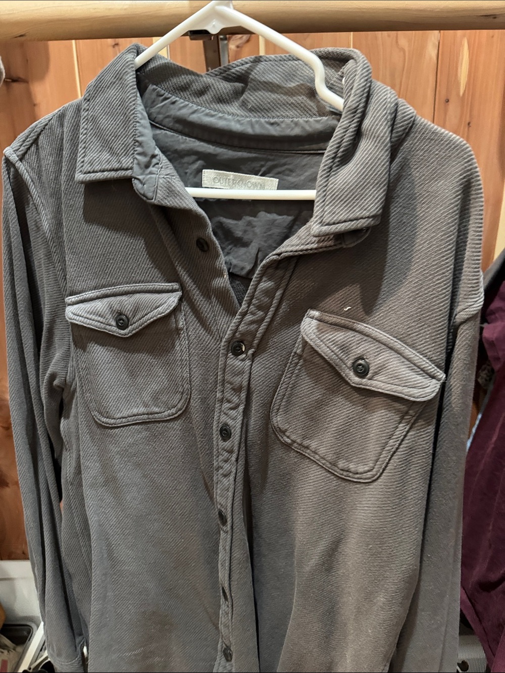 Outerknown Charcoal Gray Button-Front Shirt Jacket